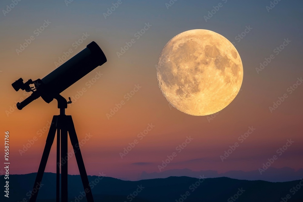 Moon Viewing Telescope Setup During Festival, Capturing Cultural Activity and Celestial Wonder.