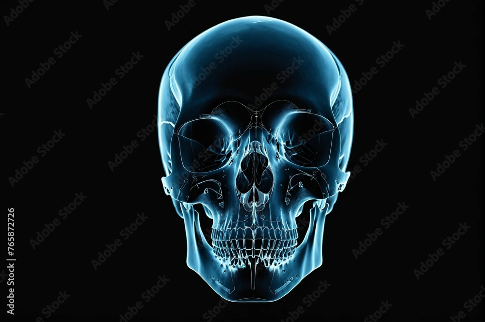 A skull with a blue tint A skull with a blue tint