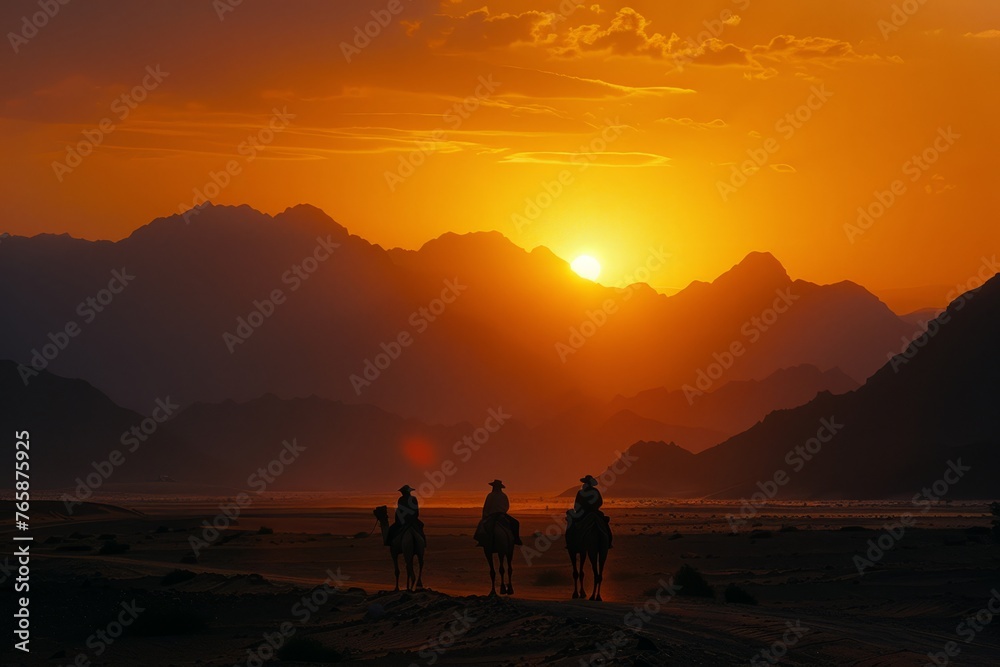 awn, desert and camel, dust with light