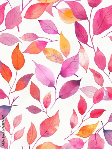 Colorful leaves create a vibrant pattern against a clean white background