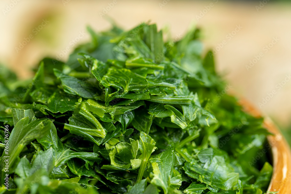 frozen for storing green spice parsley on the table frozen for storing green spice parsley on the table