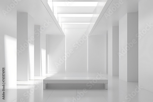 white clean empty architecture on white floor