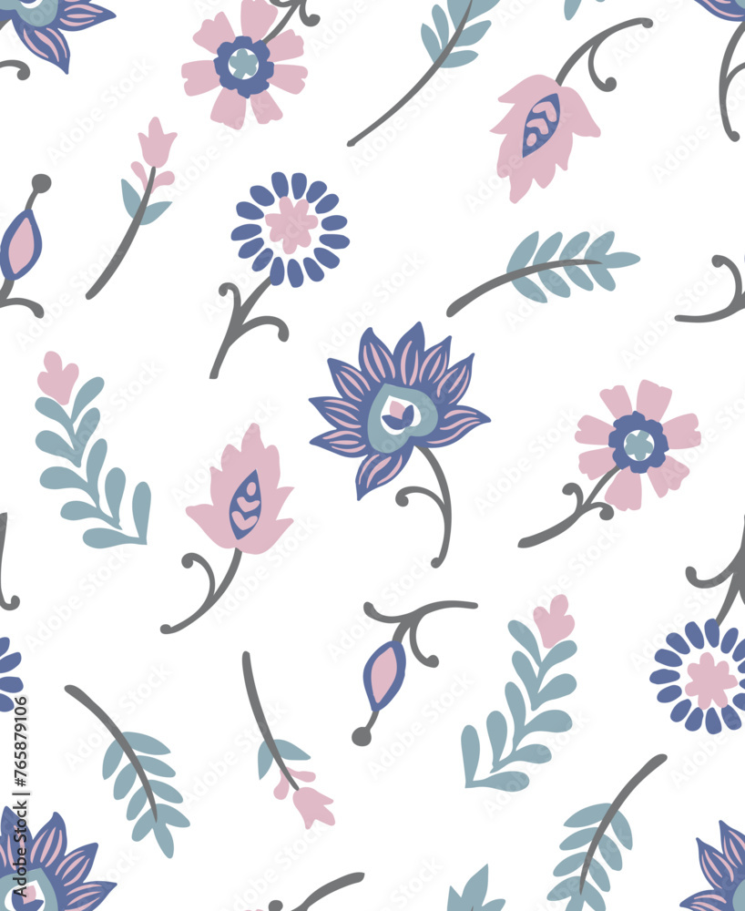 floral block print flower pattern print repeat vector file. ditsy floral.