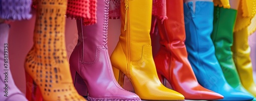 Vibrant footwear collection advertisement a close up on colors and designs stepping into the season in style
