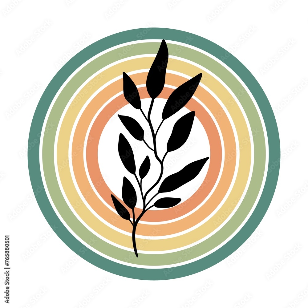 Fototapeta premium illustration of a leaf with a multi-color circles