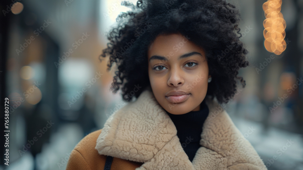 Stylish Young Woman Walking in Urban Street Stylish Young Woman Walking in Urban Street