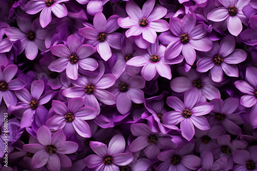 purple flowers, top view, background сreated with Generative Ai