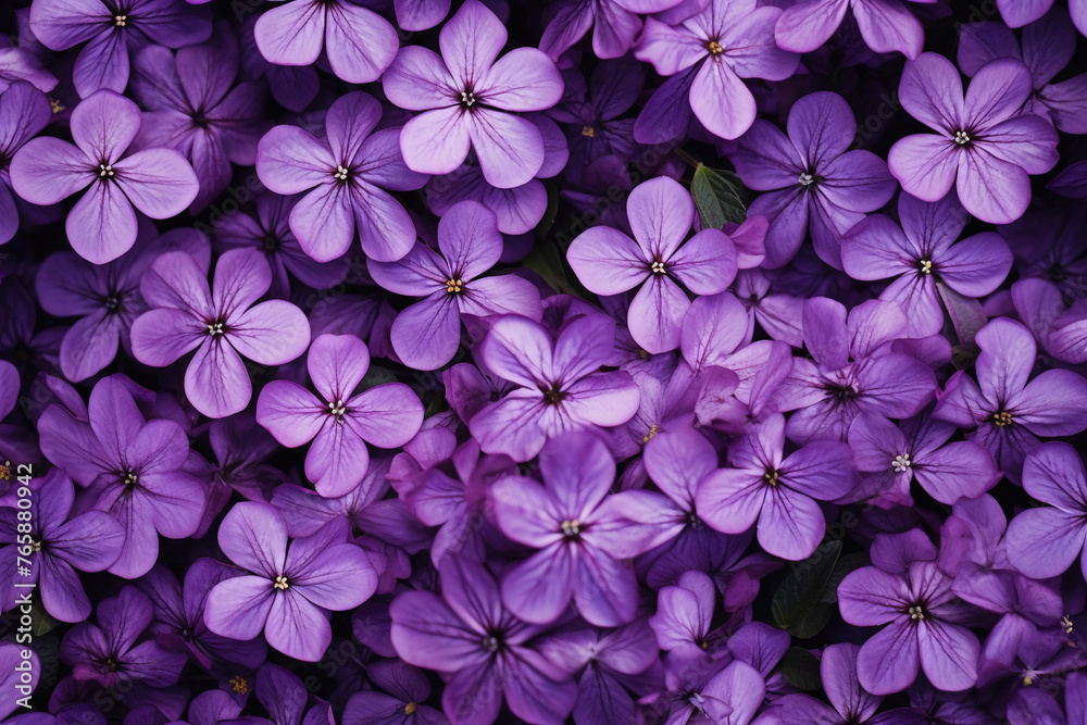 purple flowers, top view, background сreated with Generative Ai