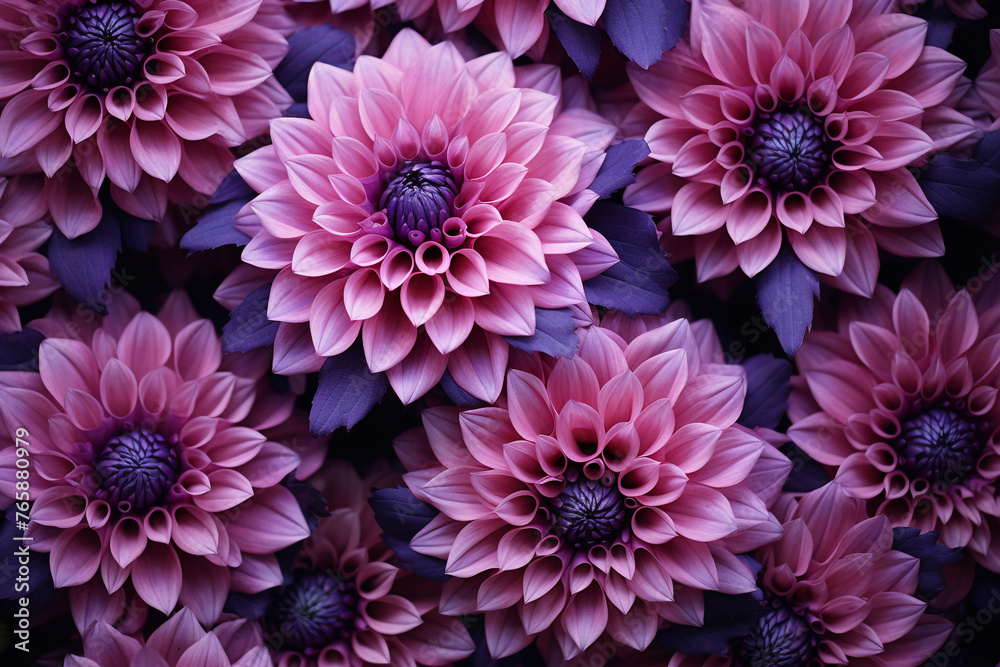 purple flowers, top view, background сreated with Generative Ai purple flowers, top view, background сreated with Generative Ai