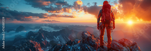 At dawn, adventurers conquer panoramic peaks, embracing freedom amidst stunning landscapes and skies.