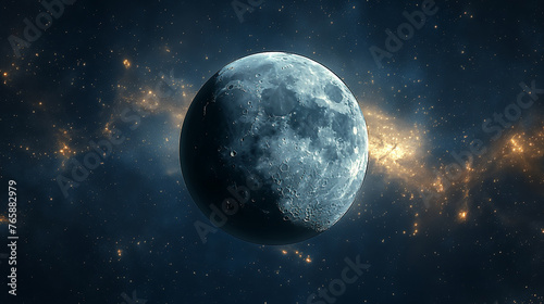 Grey moon in the sky. Abstract planet background. Selective focus. Copy space. © Inga Bulgakova