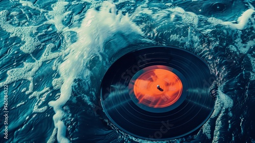 A vinyl record playing the ocean waves instead of music