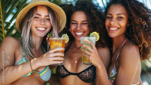 A group of happy young people come together to celebrate summer parties, lifestyle food and drink concepts, cocktail parties