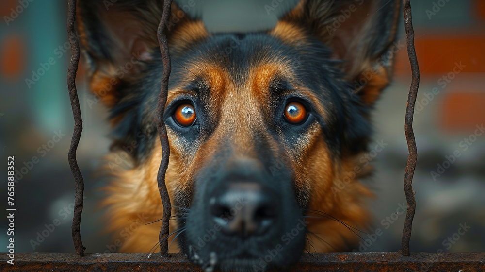 poor dirty raggedy sad homeless dog locked up in a cage with rusty bars poor dirty raggedy sad homeless dog locked up in a cage with rusty bars