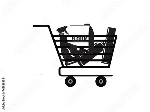 shopping trolley vector 