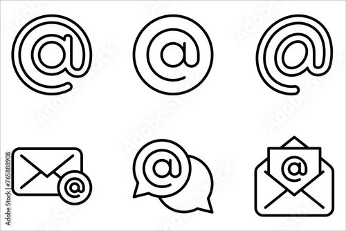 Arroba sign icon set. Contact, email, address symbol isolated on white background.
