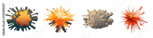 Explosion vector cartoon set. Bomb effect.
