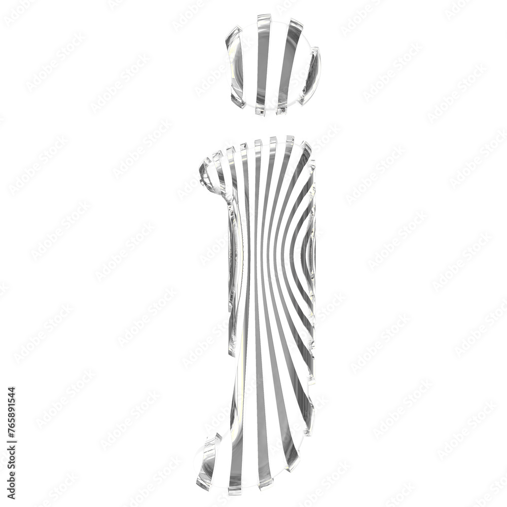 Fototapeta premium White symbol with silver vertical ultra-thin straps. letter j