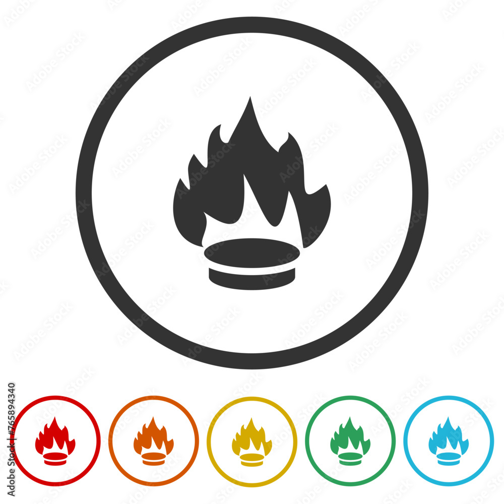 Gas stove icon. Set icons in color circle buttons Gas stove icon. Set icons in color circle buttons