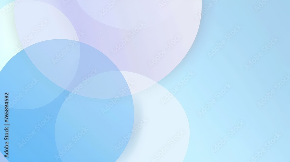 Blue background, circular shapes superimposed on each other, soft gradient transition 