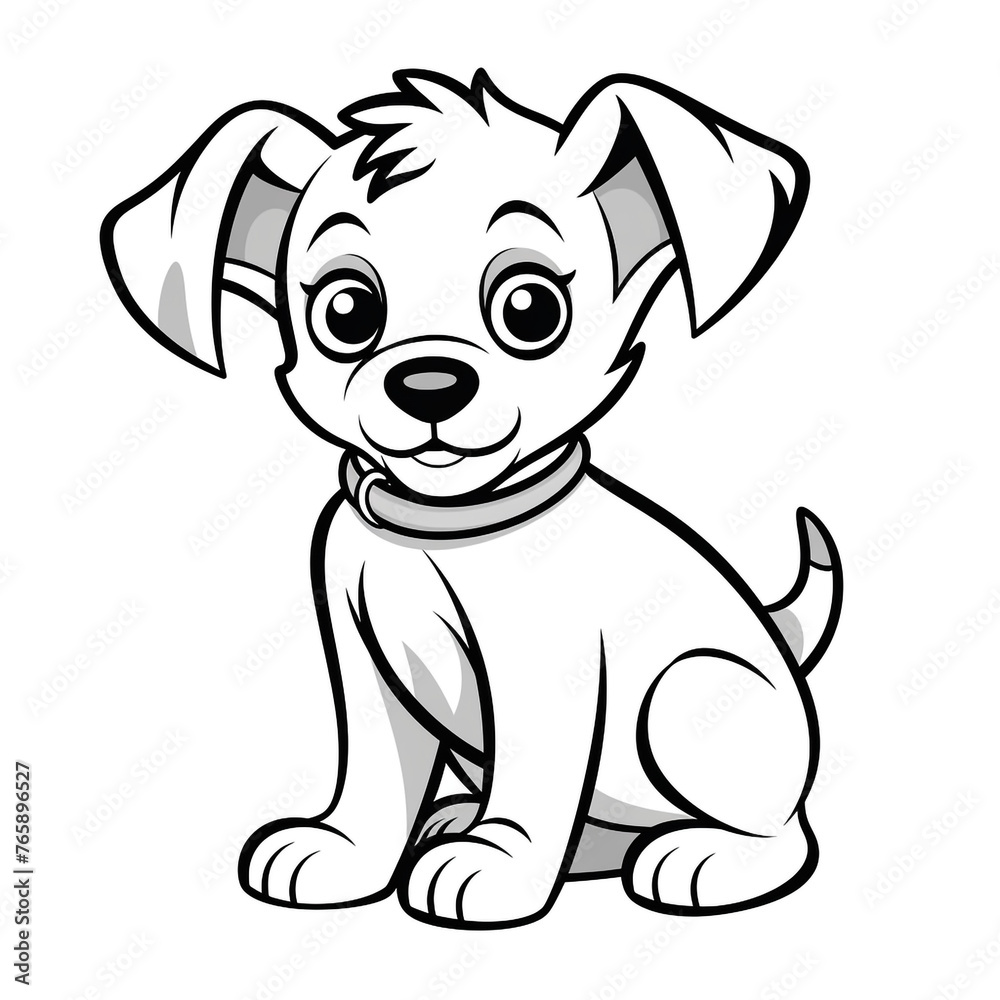Fototapeta premium Minimalist cartoon Puppy coloring page сreated with Generative Ai