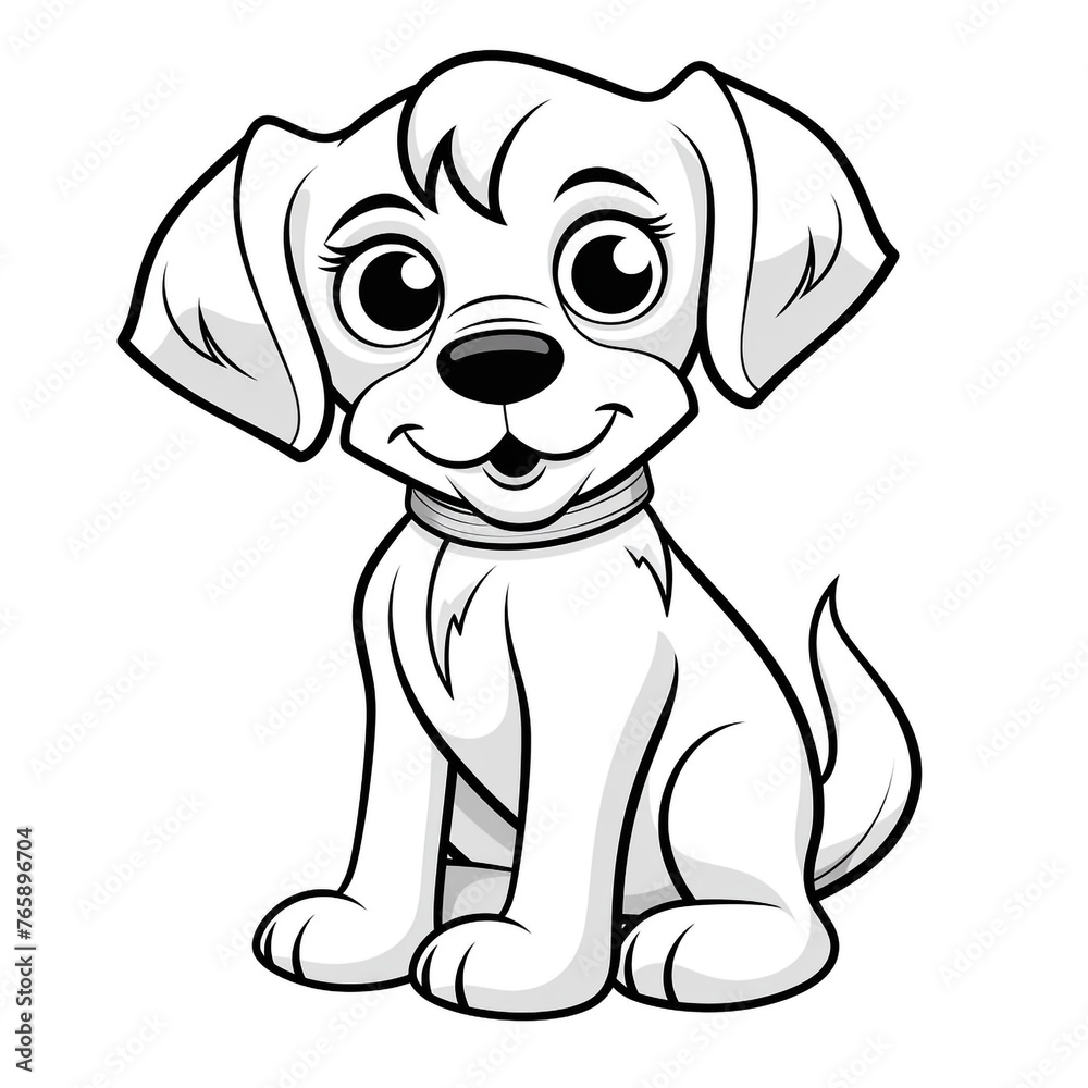 Fototapeta premium Minimalist cartoon Puppy coloring page сreated with Generative Ai