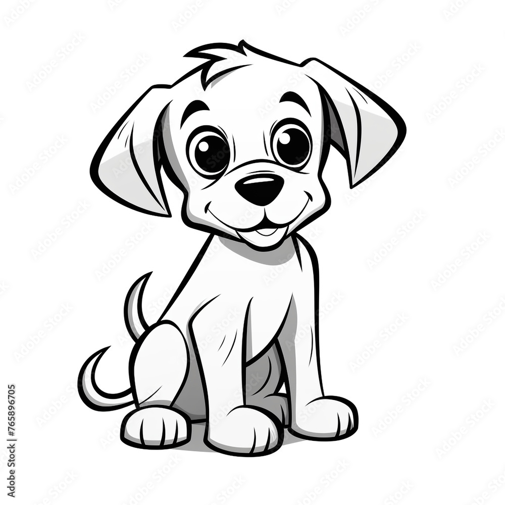 Obraz premium Minimalist cartoon Puppy coloring page сreated with Generative Ai