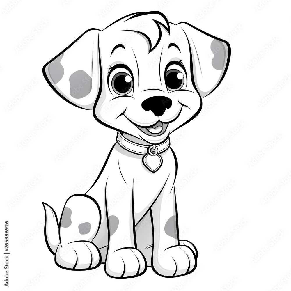 Fototapeta premium Minimalist cartoon Puppy coloring page сreated with Generative Ai