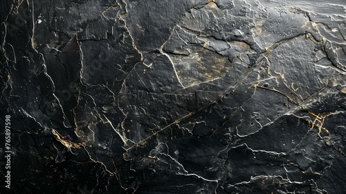 Elegant Black Marble Texture with Natural Gold Veins for Luxury Design