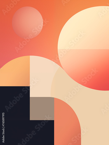Aesthetic geometrical art design, colourful shapes background, digital wallpaper