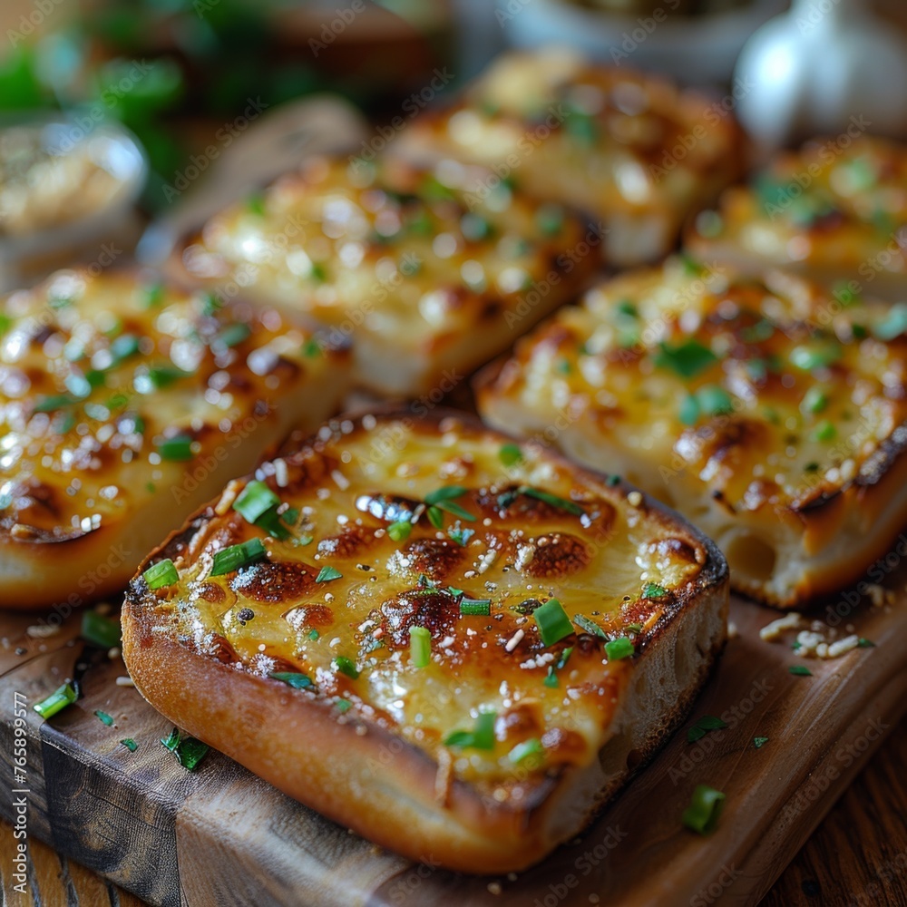 Garlic bread, close up, ultra detailed, photorealistic, 8k, high definition, generated with AI Garlic bread, close up, ultra detailed, photorealistic, 8k, high definition, generated with AI