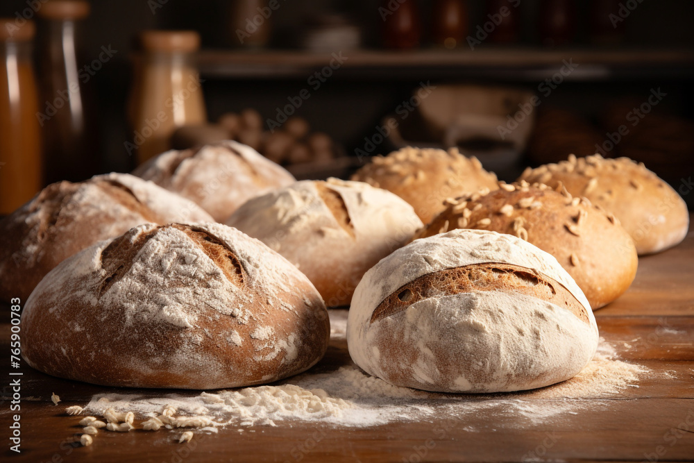 the process of gluten development in dough - bake bread сreated with Generative Ai