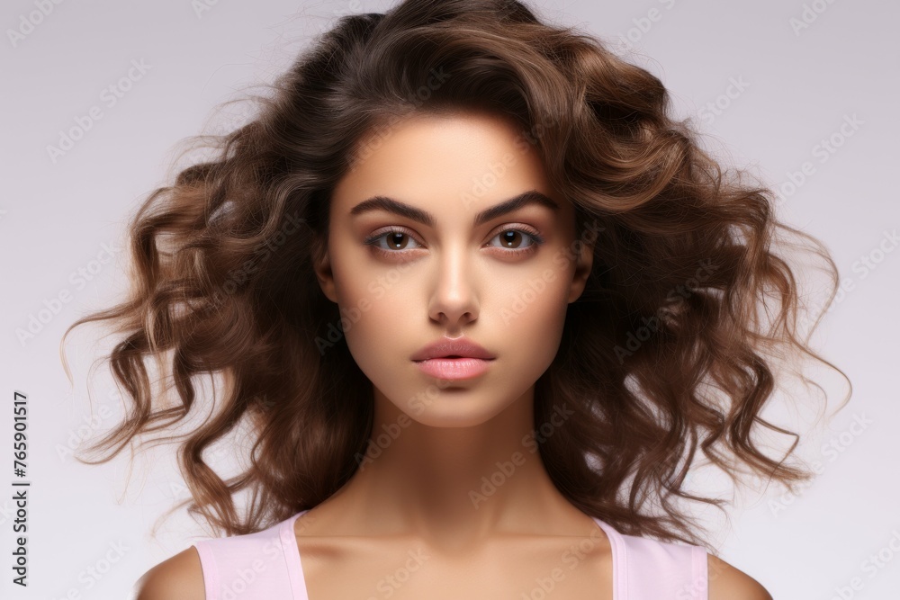 Woman With Long Brown Hair in Pink Top