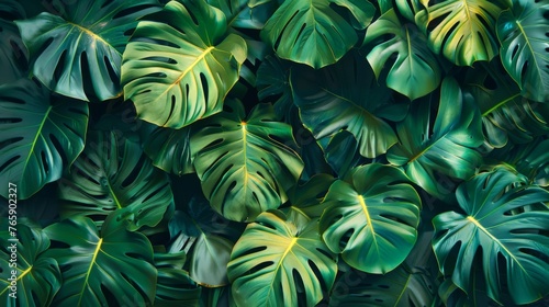 Jungle leaves pattern background  generated with AI