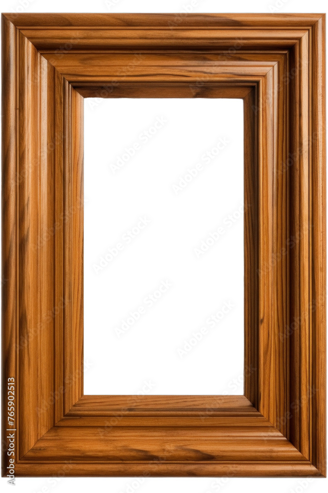 A wooden picture frame mockup isolated on a transparent background A wooden picture frame mockup isolated on a transparent background