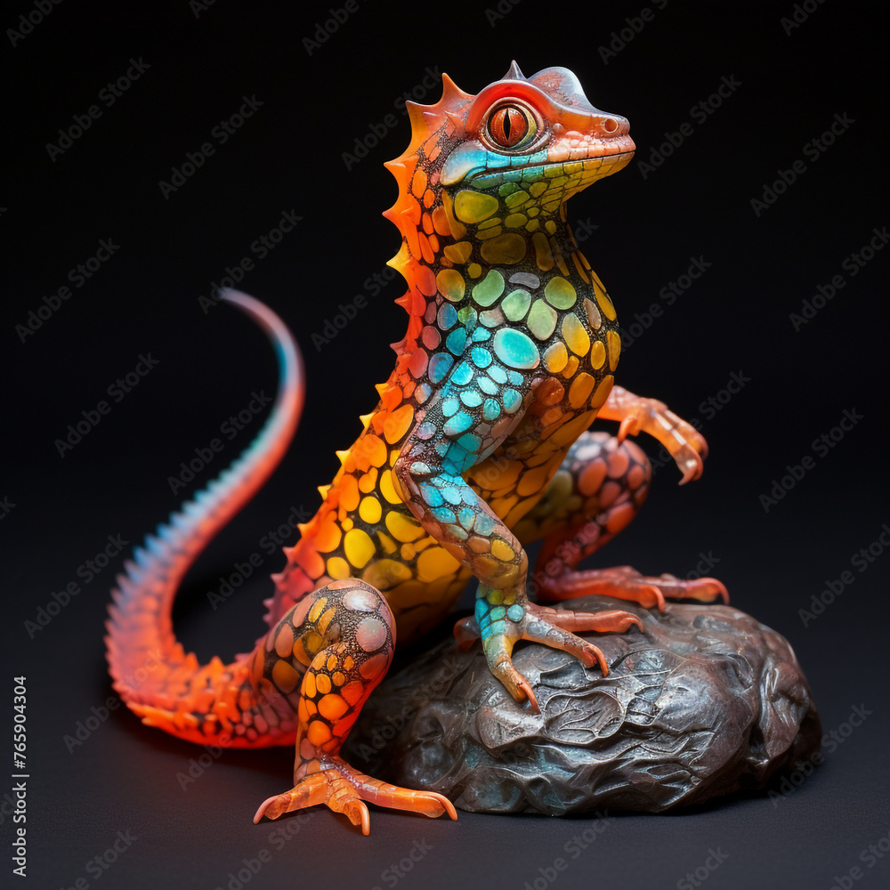 Obraz premium Opalescent Lava Lizard сreated with Generative Ai