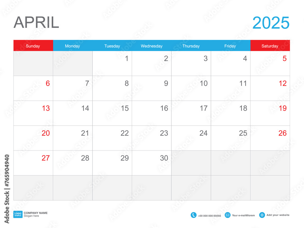 April 2025 template, Calendar 2025 design, Desk Calendar 2025 template
