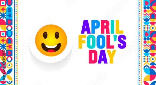 April is April Fool's Day background template. Holiday concept. use to background, banner, placard, card, and poster design template with text inscription and standard color. vector illustration.