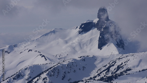 Εκτύπωση καμβά Black tusk mountain covered in clouds during spring in Canada 4