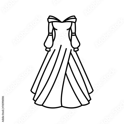 contemporary style wedding dress vector icon