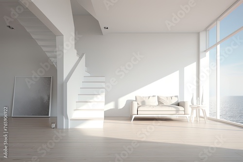 Modern living room with sofa and Frame Mockup