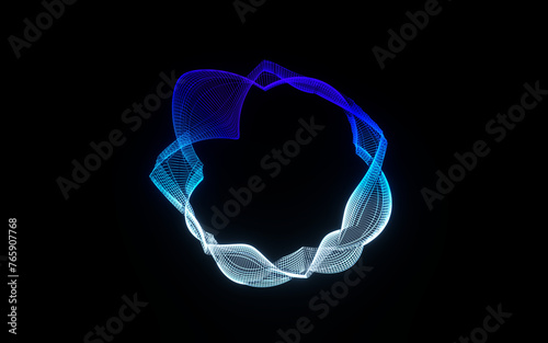 Futuristic colorful sphere of lines. Network connection big data. Abstract technology background. Place for text. 3d rendering.