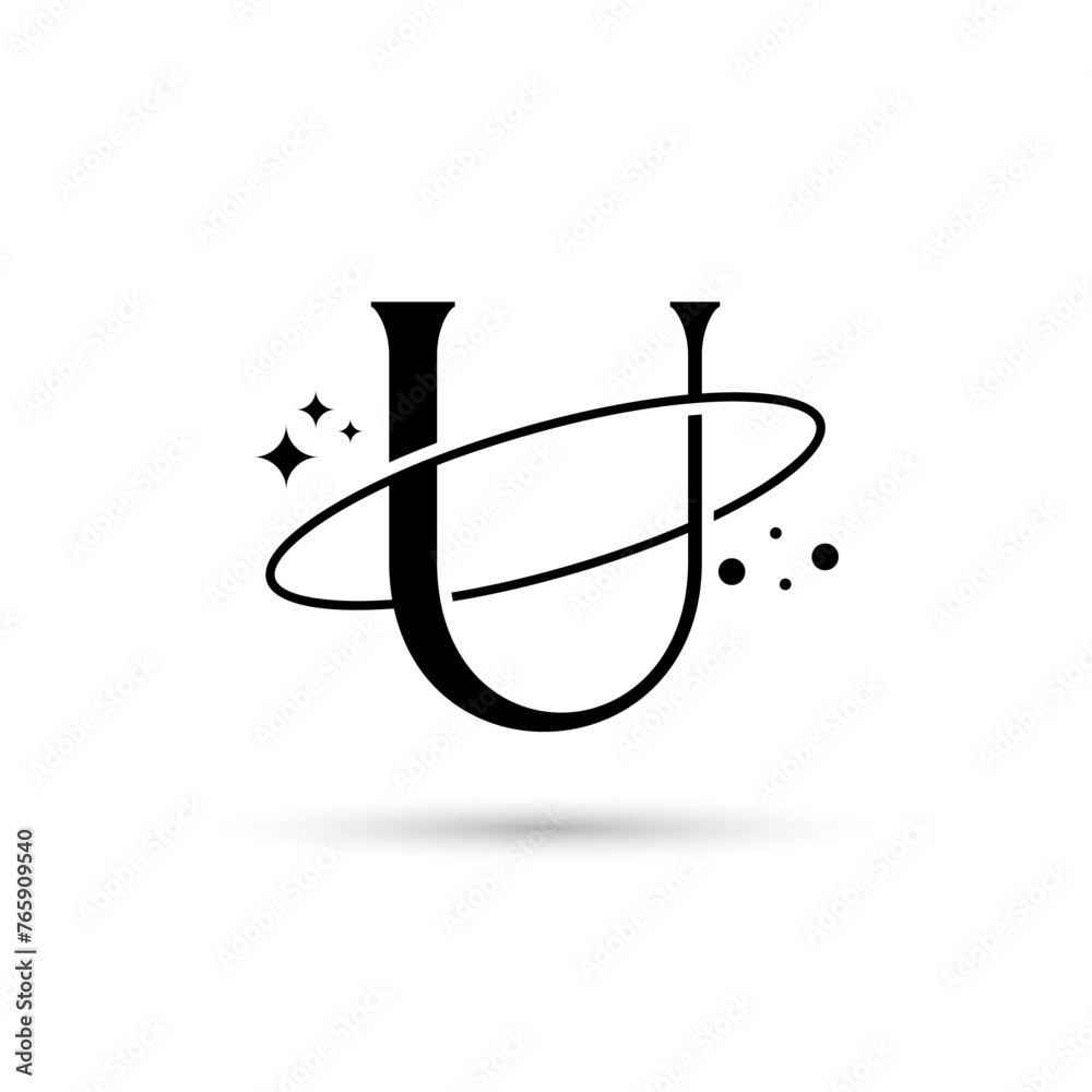 Letter U Vector Logo On Which An Abstract Image Of A Planet