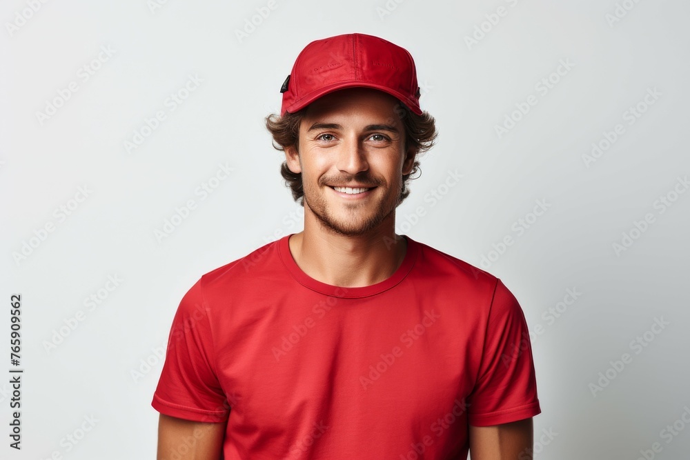 Man in Red Shirt and Hat Man in Red Shirt and Hat