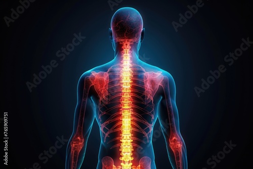 Conceptual Image of Human Spine with Emphasis on Lower Back