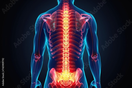 Conceptual Image of Human Spine with Emphasis on Lower Back