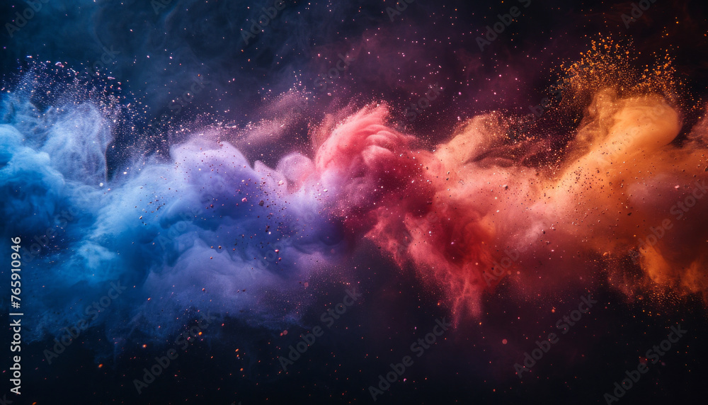 Obraz premium Abstract colorful powder splash background. Colorful powder explosion on solid color background,generative ai