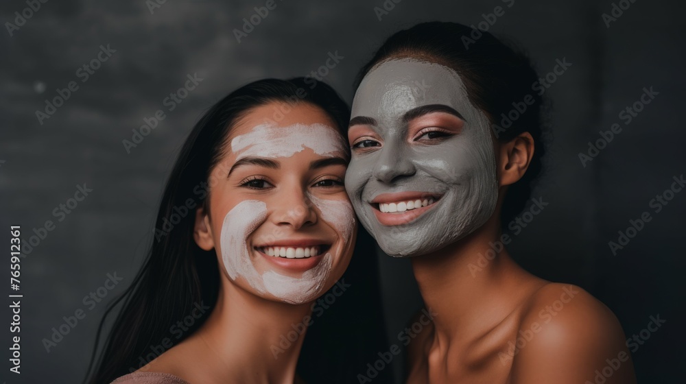 Two Women With Face Paint Posing Together Two Women With Face Paint Posing Together
