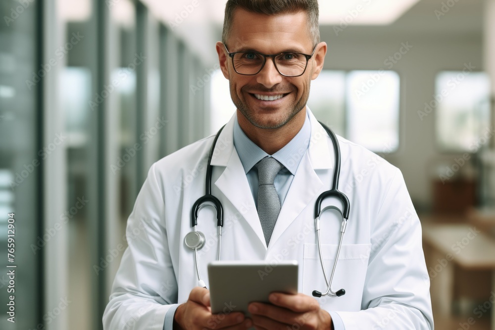 Man in White Lab Coat Holding Tablet Man in White Lab Coat Holding Tablet