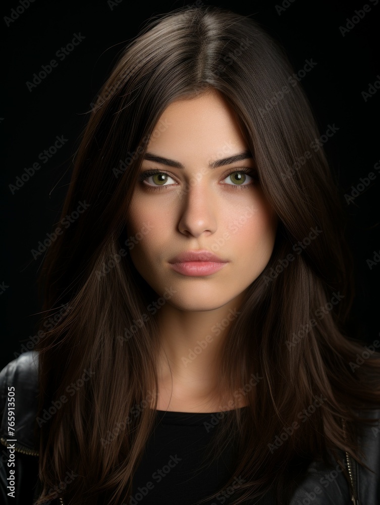 Woman With Long Brown Hair and Green Eyes